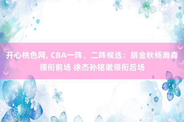 开心桃色网， CBA一阵、二阵候选：胡金秋杨瀚森领衔前场 徐杰孙铭徽领衔后场